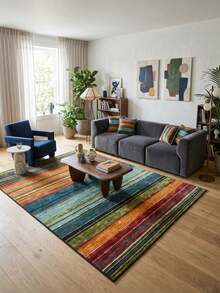 1 件 850 克/平方米金色菱形天鹅绒地毯,采用压花底背和简约波西米亚风格的彩虹条纹图案,为客厅、书房、入口和室内空间增添现代艺术气息。 - 彩色 - 查看 4