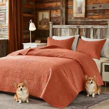 3 Pcs Bed Comforter Set,Queen Comforter Set,Edredones Para Cama Queen Size Quilt Bedding Set,Army Green Cozy Microfiber Quilt,Modern Geometric 3-Piece Set(1 Quilt+2 Pillow Shams) King 104''X96'' Fluffy Skin-Friendly Lightweight Warm Breathable Soft Plush All-Season Quilt For Bedroom Home Living Room Dorm Office Apartment Decor - Orange - View 5