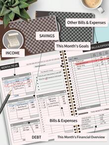 BUBU Monthly Budget Planner Book, 8.4" * 5.5" Undated Bill Payment Notebook Journal With 52 Weeks For Income, Debt, Saving, Expense And Bill Tracker Organizer,School Home Office Supplies - Budget Book - Brown - View 8