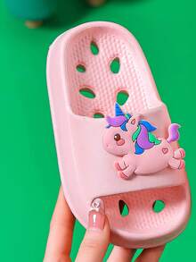 儿童夏季室内防滑拖鞋，男女童透气凉鞋，幼儿婴儿洗礼拖鞋 - 粉色 - 查看 6