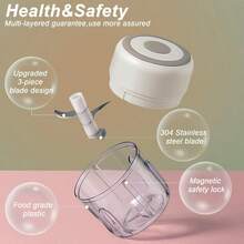 Rechargeable Electric Garlic Chopper, Mini Garlic Processor Mincer, Onion Chopper, Portable Small Food Processor For Garlic, Ginger, Chili, Vegetables, Easy To Use - 粉色 - 查看 6