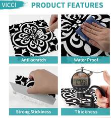 10 adesivi per piastrelle da pavimento, stacca e attacca, adesivi per piastrelle da cucina, 20 x 20 cm, adesivi per metropolitana, PVC autoadesivo, adatti per pavimenti, camere da letto, bagni, lavanderie, decorazioni per caminetti - 10Pcs - Visualizzare 3