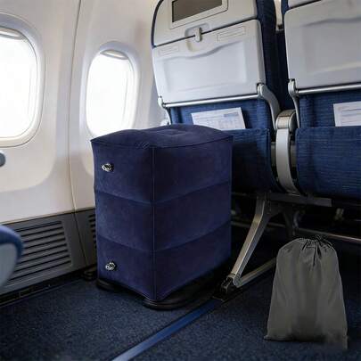 3pcs Inflatable Foot Rest Pillow, Height Adjustable, Leg Support For Airplane, Comfortable 3-Layer Inflatable Cushion For Plane, Car, Bus, Train And Office