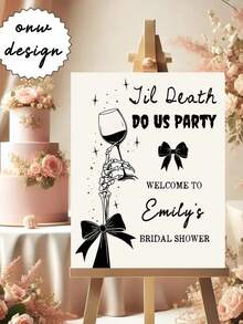 Customized Welcome Sign, Wedding Party Photo Booth Prop With "Bride Or Die" Gothic Themed Decor And Photography Accessory, Suitable For Weddings And Baby Showers, Personalized Gift - Multicolor - View 3