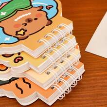 2pcs Cute Capybara Flip-Up Coil Notebook/50 Inner Pages High-Quality Cartoon Memo Pad/Capybara Shaped Stationery Small Notebook - Multicolor - View 12