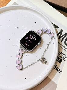 新款优雅激光蝴蝶扣表带，适用于 38/40/41/42/44/45/46/49mm Ultra/S10/9/8/7/6/5/4/3/2/1，夏季款 - 藍色蝴蝶 - 查看 5