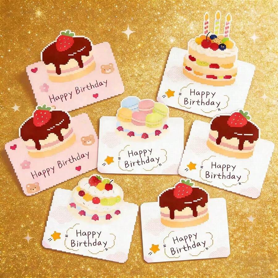 5/10/20张生日贺卡，带留言和祝福语，非常适合生日派对。 - 彩色 - 查看 1