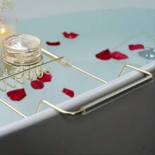 1pc Adjustable Metal Bathtub Tray - Extendable Metal Bathroom Storage Rack - A - View 7