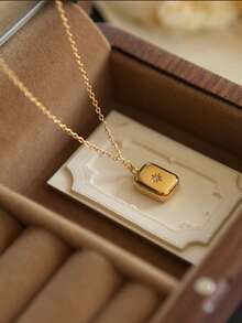 1件复古水滴八芒星宝石项链，钛钢吊坠颈链，女士复古日常佩戴 - 彩色 - 查看 8