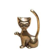 Vintage Copper Tabletop Figurine, Rustic Countryside Cat Decor, Creative Kitty Ornament, Desk Accessory - Multicolor - View 13