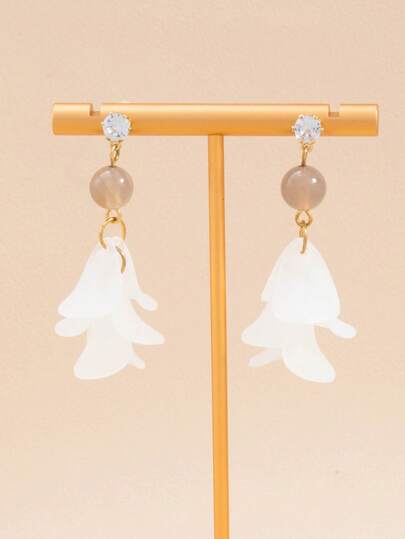 1 Pair Elegant Goddess-Style Versatile Petal Dangle Earrings, Suitable For Daily Wear