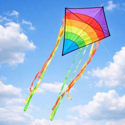 Rainbow Eddy Diamond Kite  | Easy Fly Outdoor Beach Toy | Flying Game Toy For Beginners | Single‑Line