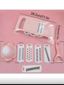 8pcs/Set, 5-In-1 Multi-Functional Vegetable Slicer And Fruit Cutter, Manual Food Grinder, Vegetable Shredder, Potato Slicer, Home Kitchen Potato Grater, No Electricity Needed, Stainless Steel Material, Convenient Kitchen Tool - Multicolor - View 3