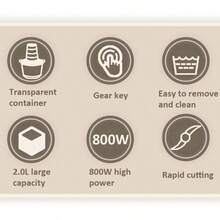 Picadora de carne, motor potente, trituradora, picadora de carne doméstica, picadora doméstica, máquina multifuncional para picar y mezclar: capaz de picar y moler, multiusos, fácil de limpiar y almacenar. - Plateado - Ver 3