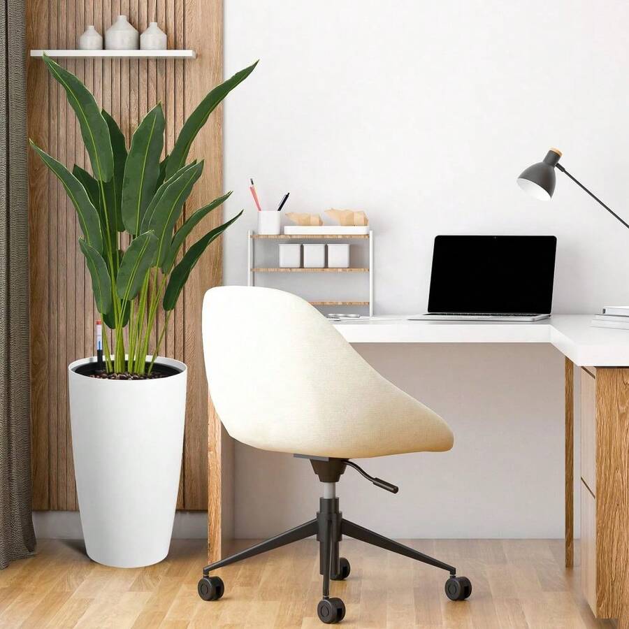 22" Tall Round Planter Set of 2, Self Watering Pots for Indoor Plants, Large Flower Pot Outdoor With Built-In Drainage and a Water Level Monitor, for Patio, Porch, Living Room, or Home Office, White - 2 piezas de 21,7 pulgadas - Ver 1