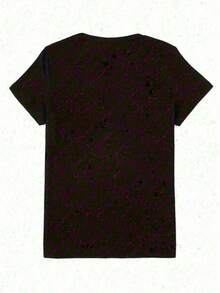 100% Cotton T-Shirt Women's easter T-Shirt Bunny Heart Pattern Crew Neck T-Shirt - Soft Breathable Casual Short Sleeve Top Tee For adult, Men, Women, Teen, Teenager, adolescent, Youth - Noir - Voir 2