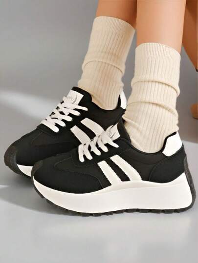 新款圆头系带撞色多功能时尚百搭都市户外休闲运动鞋，女士款