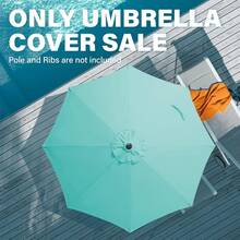 9 Ft Patio Umbrella Replacement Canopy For 8 Ribs, Table Market Yard Umbrella Replacement Top Cover-Peacock Blue (Canopy Only) - 孔雀藍 - 查看 3