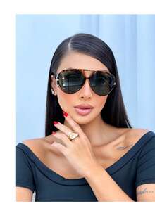 Sexy    OCULOS AVIADOR MARRON TARTARUGA LUXO   blogueira  DA MODA UV400 - Marrom - Visão 1