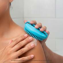 Cepillo Exfoliante Corporal Silicona Multiusos Masaje Cerdas Suaves Forma Circular Ergonómica Banda Agarre Rosa Verde Azul Baño Ducha - Azul - Ver 1