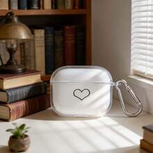 Black Line Heart Design Protective Case Compatible With Apple , Anti-Scratch And Anti-Drop Cover - Clear - View 1