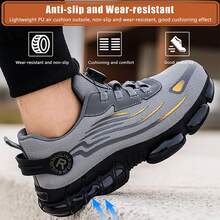 All Day Comfort Black Steel Toe Safety Shoes, Unisex Lightweight Breathable Work Footwear, Anti-Smash Anti-Puncture Protective Shoes For Warehouse Staff Construction Workers Truck Drivers, Great Gift For Labor Day Father's Day - 灰色 - 查看 5