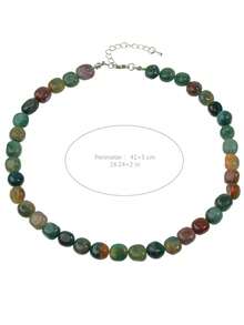 不对称天然石项链，复古夸张自然主义风格颈链，随机串珠项链，镶嵌樱花玛瑙、紫水晶和绿东陵石，女士礼物 - 彩色 - 查看 10