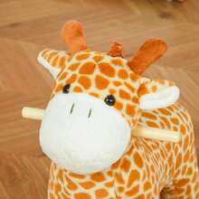 Giraffe Rocking Horse Plush Toy, Yellow, With Realistic Sounds, Pedals, And Handles. A Rocking Horse Suitable For Children Aged 3-6. - Yellow - View 1