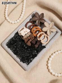 1018 Stück Haarschmuckset in Erdtönen, rutschfest, Mehrfachzahn Blumengriff Clip hält mittellange, lange und dicke Haare fest, hochelastischer Haargummi schadet den Haaren nicht, geeignet für Haare/Halbhaare, geeignet für Pendeln, Alltag und Zuhause, praktisches Geschenk für Mädchen, ohne Geschenkbox, Haarclips, Klammern - Verschiedenfarbig - Übersicht 7