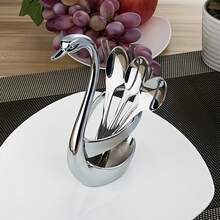 Swan Shaped Cutlery Holder - With Fork Slots, Wedding Party Home Decor - Party Tabletop Decor, Cutlery Organizer, Spoon And Fork Rack - Multicolor - View 3