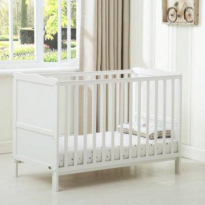 MCC Direct Wooden Baby Cot Bed "Orlando" With Top Changer & Aloe Vera Water Repellent Mattress
