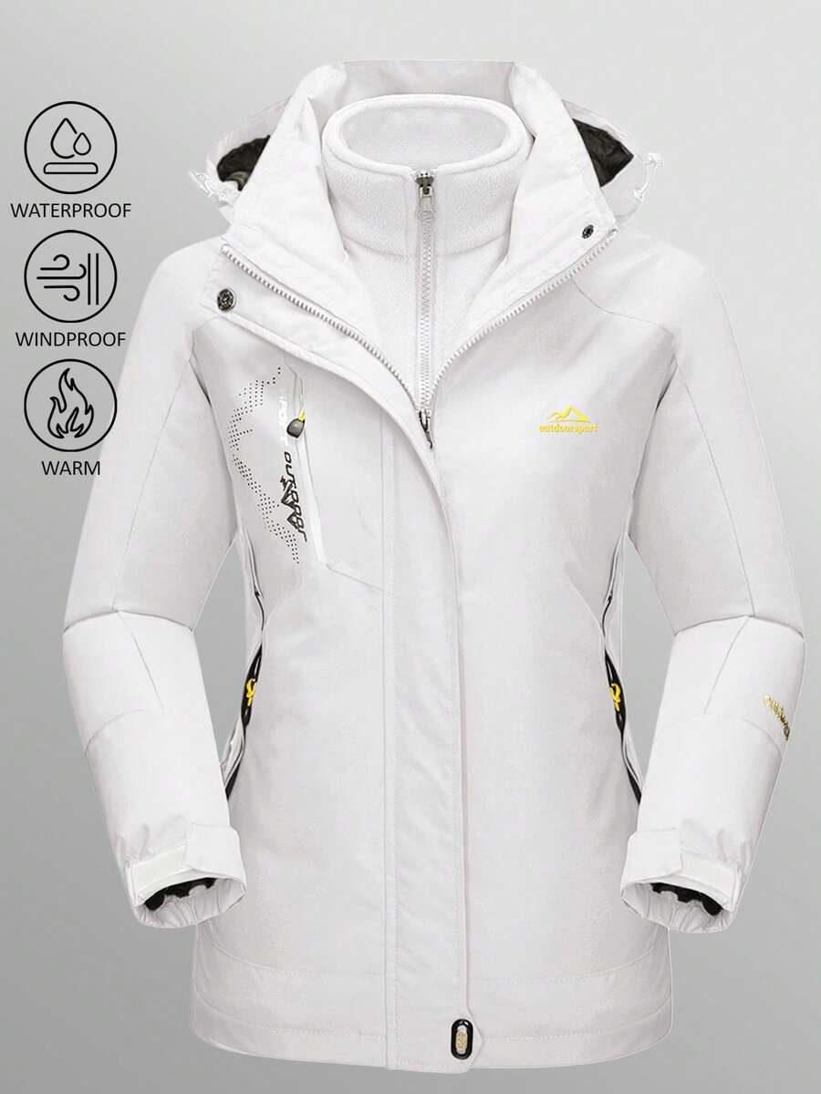 KEFITEVD Women's 3-In-1 Winter Coats Snow Ski Jacket Waterproof Windproof Fleece Lined Winter Jacket Parka Ski Outfits