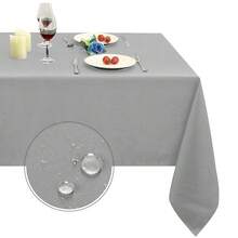 Obstal 210GSM Rectangle Table Cloth - Heavy Duty Water Resistance Microfiber Tablecloth, Decorative Fabric Table Cover For Outdoor And Indoor Use (Silver, 60 X 102 Inch) - 銀色 - 查看 1