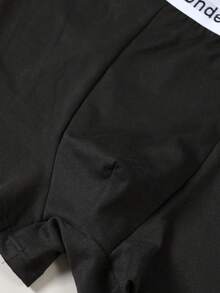 Men's Black Printed Boxer Briefs With "Love Wife" Letter Graphic, Elastic Everyday Underwear - Black - View 4