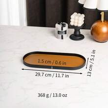 Luxury Metallic PU Leather Tray: Multi-Purpose Storage Organizer For Jewelry, Keys, Eyeglasses & Cosmetics | Ideal For Home, Cafe, Party Decor | Faux Leather, Beige/Brown, S/M/L Sizes - Metal Oval Leather Tray - View 12