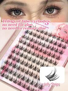 Lvcheryl 100-120pcs/Box 10 Rows Self-Adhesive False Eyelashes, Reusable, No Glue Needed, Waterproof, Natural Look, Suitable For Beginners, Eyelash Clusters, Eyelash Clusters, Individual False Eyelashes, Eyelashes, False Eyelashes - C - View 3