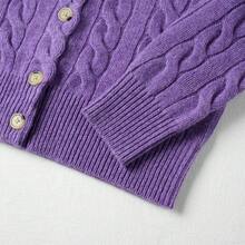 Polo Ralph Lauren Classic Embroidered Wool Cardigan | Cable-Knit Cashmere Blend Crewneck Button-Front Sweater, Women's Timeless Knitwear - 紫丁香色 - 查看 3