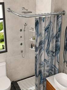 U-Shaped Stainless Steel Extendable Corner Rod For Bathroom Bathtub, International Style, Metal, Adjustable Bath And Boutique Corner Rack Accessory - A - View 10