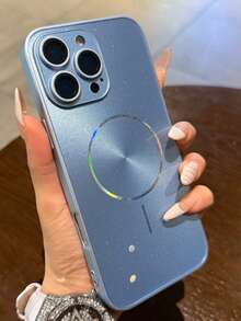 奢华磁吸硅胶手机壳，闪亮CD图案，极光磁吸无线充电，超薄硅胶材质，兼容 17 Pro Max、17 Pro、17、16 Pro Max、16 Pro、16、15 Pro Max、15 Pro、15、14 Pro Max、14 Pro、14、13 Pro Max、13 Pro、13，提供摄像头保护和防震功能，春季生日派对礼物之选 - 淺藍色 - 查看 3