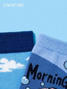 Unisex 2 Packs Fun Ocean & Island-Themed Viral Knee-High Socks: Blobfish/Morning Vibes + Surfing/Island Elements | Sweat-Absorbent & Odor-Resistant, Soft & Playful! Ideal Gift For Ocean & Summer Lovers – Perfect For Daily Casual/Themed Events - Multicolor - View 6