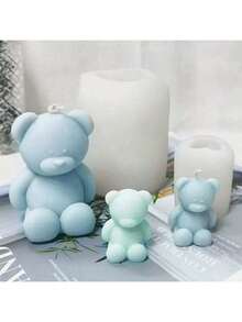 Bear Candle Silicone Mold DIY Sitting Bear Small & Large Handmade Soap Candle Gypsum Resin Decor Silicone Mold - A-White - View 2