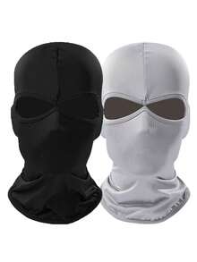 1 pieza/2 piezas Pasamontañas unisex de unicolor, máscara facial y calentador de cuello, máscara de esquí transpirable de doble orificio, adecuada para actividades al aire libre, senderismo, pesca, ir y venir - Multicolor - Ver 5