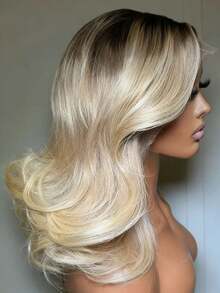 Ash Blonde Body Wave Glueless Wigs Human Hair Pre Plucked Bye Bye Knots 13x4 HD Transparent Ombre Blonde Colored Water Wave Lace Frontal Wigs For Women 250 Density Brazilian Remy Lace Front Wigs Human Hair Ready To Wear - 漸層色 - 查看 3