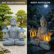 LUMIARTISAN Meditating Buddha Statue With Solar Lights, Zen Garden Decor For Home, Patio, Yard, Outdoor – Unique Gift For Women And Friends(Two Pavilions) - Hai Nhà Triển Lãm - Xem 2