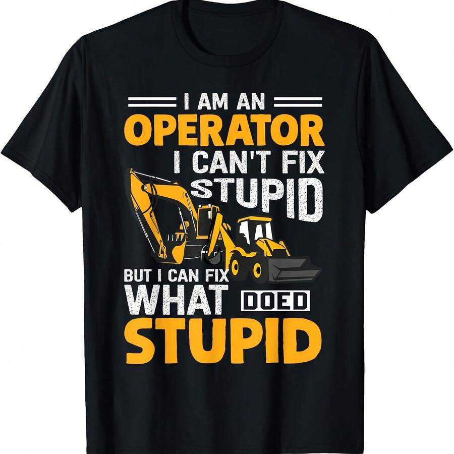 Camiseta divertida de operador de maquinaria pesada - Negro-4 - Ver 1