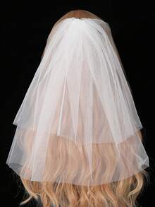 1pc Bridal Pearl Headband Veil Wedding Headpiece Hair Accessory - White - View 11