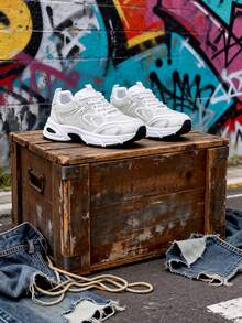 New Casual Sports Sneakers, Chunky Sneakers, - White - View 4