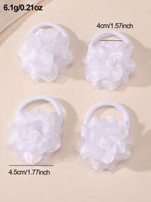 4 pezzi/8 pezzi Set di elastici per capelli, fermagli e accessori per capelli a fiore bianco per ragazze, adatti per decorazione quotidiana e per la stagione dei matrimoni - Bianco - Visualizzare 2