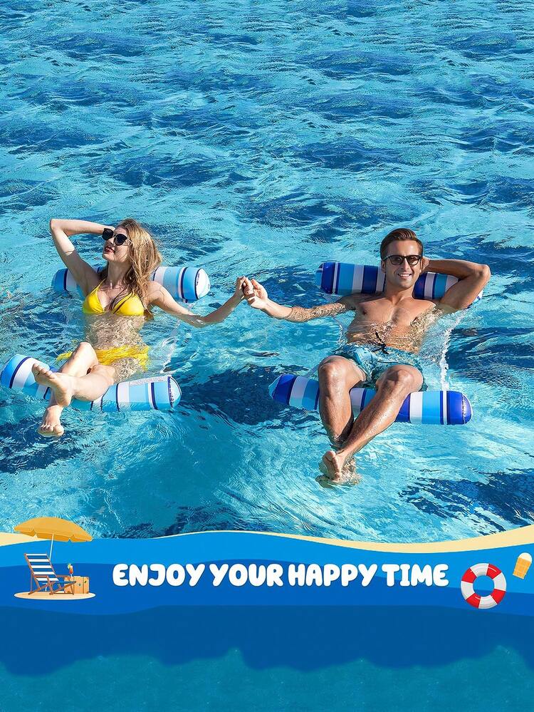 Inflatable Water Drainage Floating Chair Lounging Hammock Dual Purpose With Backrest, Summer Foldable Inflatable Pool Chairs For Spa, Pool, Beach Beach Party Supplies, Vacation Multipurpose Pool Party Summer Outdoor Aquatic Fun Floating Water Chair, Portable Floating Chair Bed For Travel, Suitable For Summer Birthday Gift, Party Gift, Student Gift - Multiple Styles - View 2