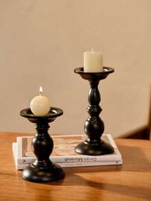 Cirelle 复古锻铁烛台装饰品黑色 1 件、万圣节、恐怖、秋季、冬季、假日、节庆、房间装饰、礼物 - 黑色 - 查看 3